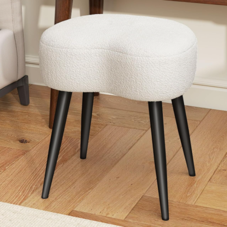 Teddy Fleece Upholstered Vanity Stool (Modern Minimalist Style)